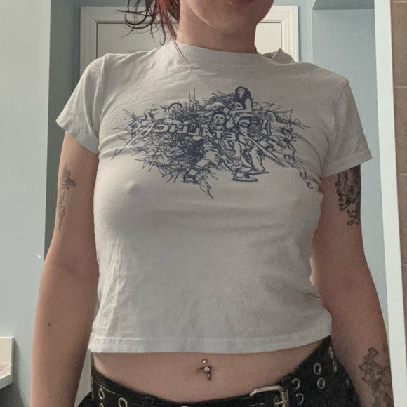 Anvil Tops - Vintage Pale Blue Metallica Baby Tee